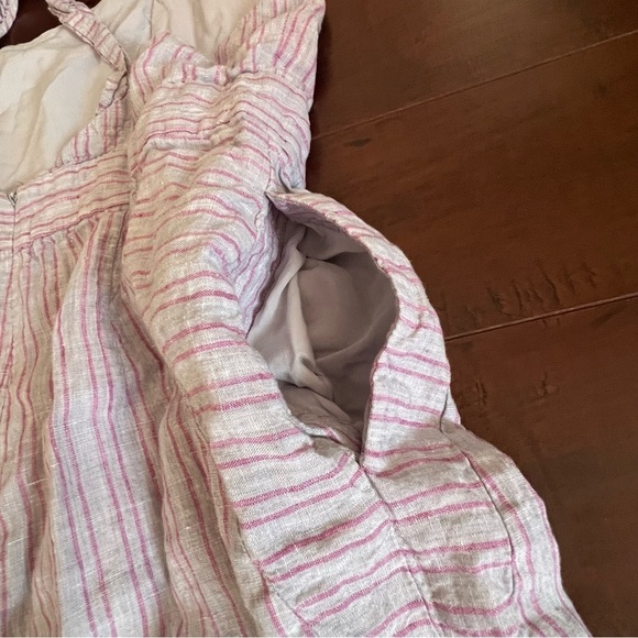 ANTHROPOLOGIE Elevenses Nantucket Ruffled Jumpsuit Striped Linen Size 12 - Picture 12 of 16